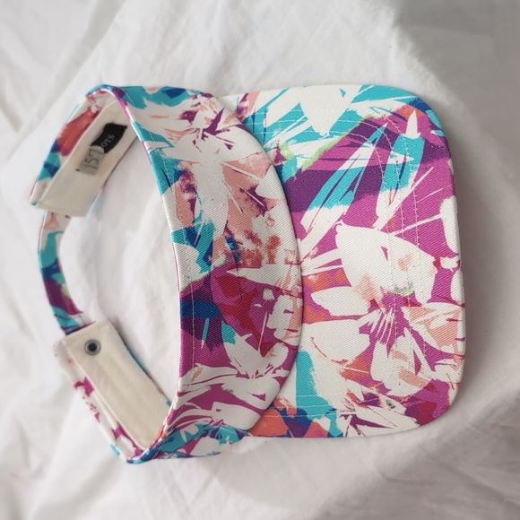 3/$21 TALBOTS Canvas Adjustable Visor Floral Hat Sz O/S - Picture 2 of 6